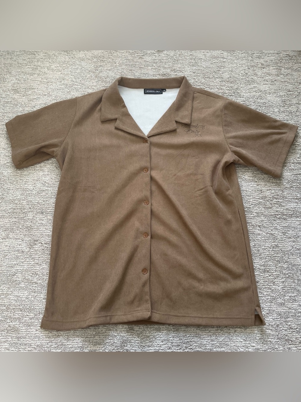Members Only Button Up Shirt Mens Size 3XL Brown Corduroy Preppy Double Sided